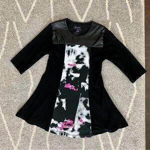 Flowers by Zoe Black & Graphic Color Block Tulip Shaped Stretch Knit Dress Sz 3T